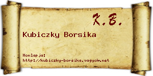 Kubiczky Borsika névjegykártya